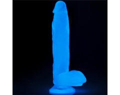 Consolador Fluorescente Brillo Azul 26 cm