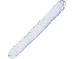 Dildo doble transparente de 30 cm