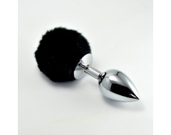 Pompón Anal de Metal Negro Talla S