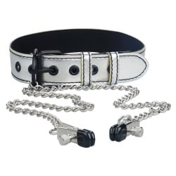 Collar con Cadena y Pinzas para Pezones