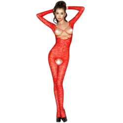 Bodystocking de Encaje con Aberturas Rojo imagen 1