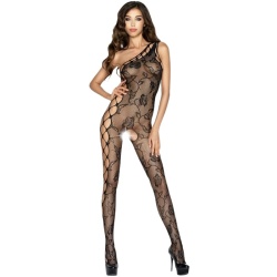 Catsuit con Encaje y Abertura Negro imagen 1