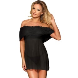 Vestido Corto + Tanga Negro Subblime imagen 1