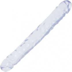 Dildo doble transparente de 30 cm