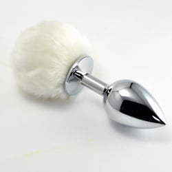 Pompón Anal de Metal Blanco Talla L