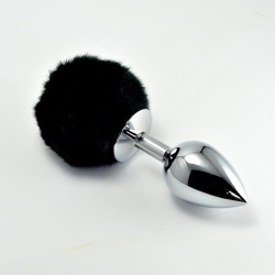 Pompón Anal de Metal Negro Talla L