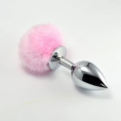 Pompón Anal de Metal Rosa Talla L