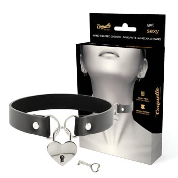 Collar Cuero Vegano Accesorio Corazón Con Llave imagen 1