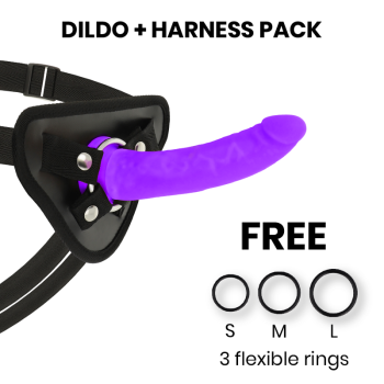 Arnes + Dildo Silicona Lila 17 X 3CM