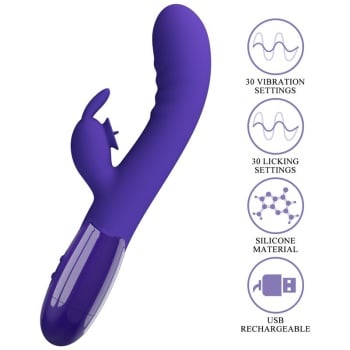 Doble Vibrador con Lamedor de Clítoris