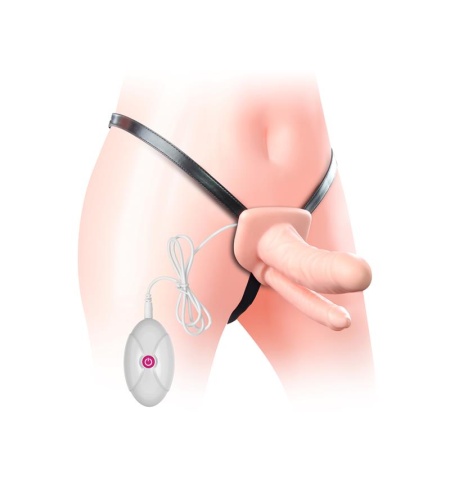 Arnés con Doble Pene Hueco y Vibración