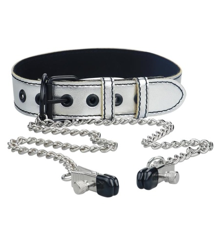 Collar con Cadena y Pinzas para Pezones