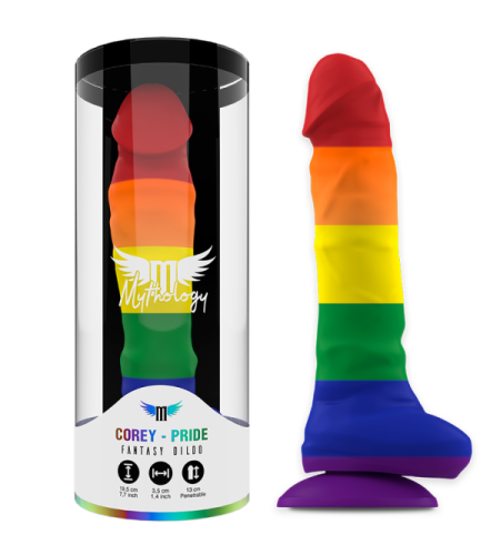 Dildo Arcoiris de silicona con Testículos 19,5cm