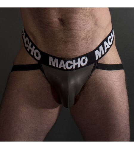  JockStrap Cuero Gris Beige vista 2