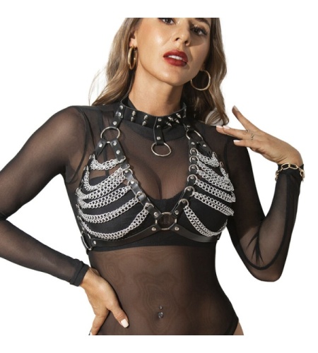 Arnés Sujetador Con Cadenas Y Collar