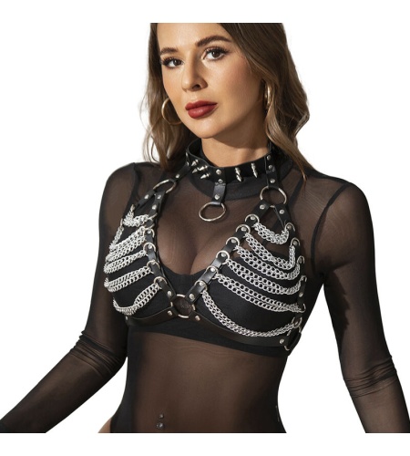 Arnés Sujetador Y Collar Con Cadenas