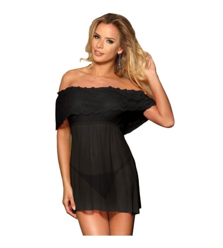 Vestido Corto + Tanga Negro Subblime imagen 1