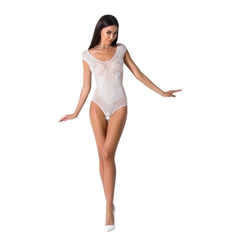 Conjunto Lencería Body Semitransparente con Encaje Blanco