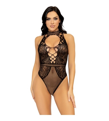 Body De Red Y Encajes Talla Única - Negro