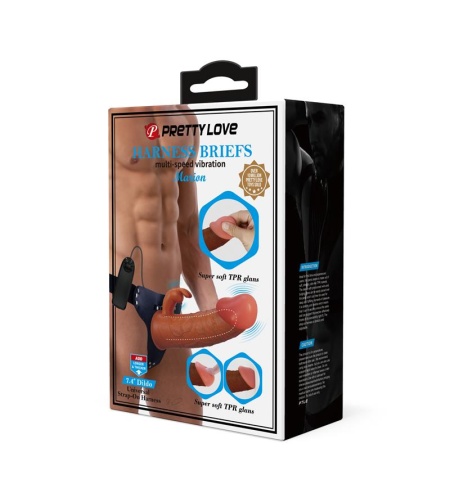 Marion Harness Briefs Universal Con Dildo Vibración 19 Cm Mulato