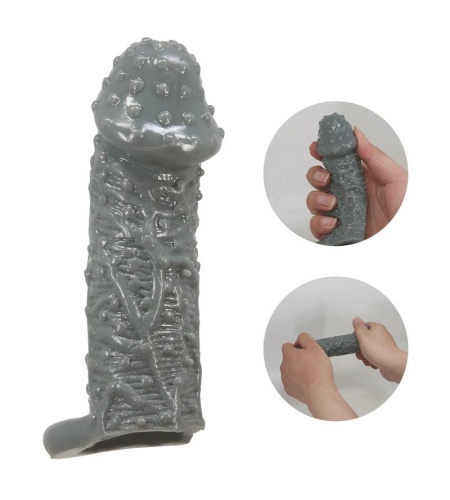Funda Realística Alargadora Y Retardante Para Pene Modelo 2 Gris