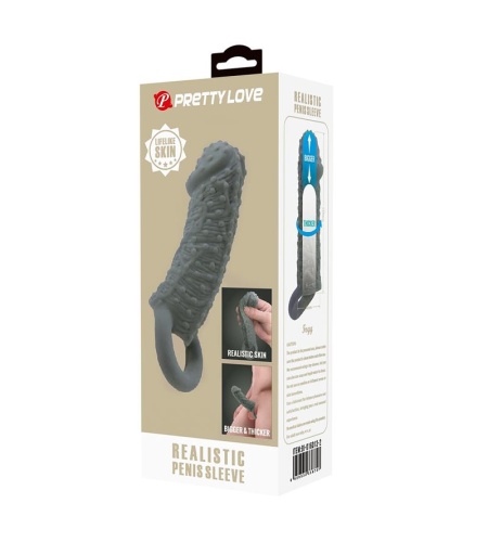 Funda Realística Alargadora Y Retardante Para Pene Modelo 2 Gris