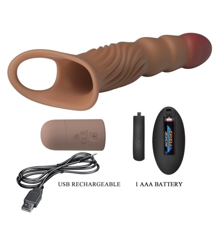 Funda Para Pene Texturizada Con Vibración Y Control Remoto