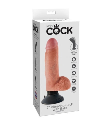 King Cock Vibrador Blanco con testículos 7" (17,8cm)