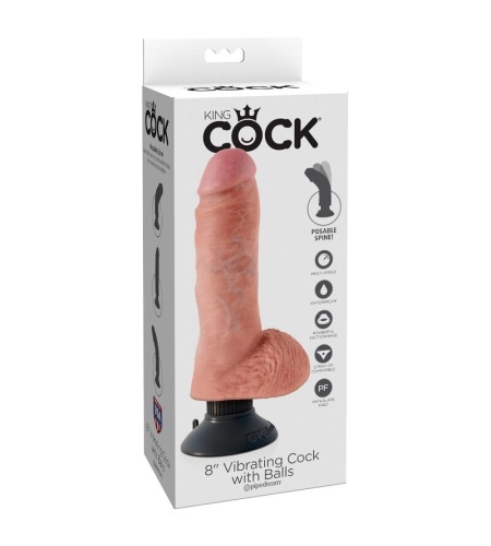King Cock Vibrador Blanco con testículos 8" (20,3cm)