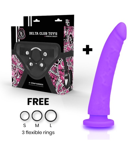 Arnes + Dildo Silicona Médica Lila 20 X 4CM
