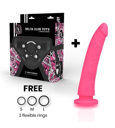 Árnes + Dildo Silicona Médica Rosa 17 X 3CM