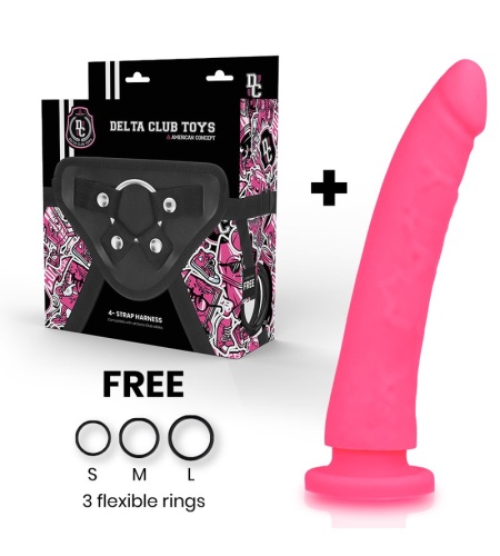 Árnes + Dildo Silicona Médica Rosa 23 X 4.5 CM
