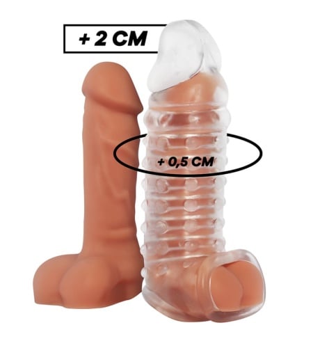 Funda de pene con textura V11 TRANSPARENTE