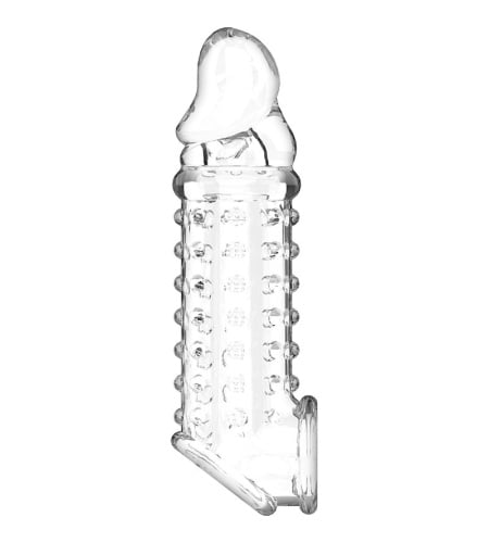 Funda de pene con textura V11 TRANSPARENTE