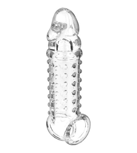 Funda de pene con textura V11 TRANSPARENTE