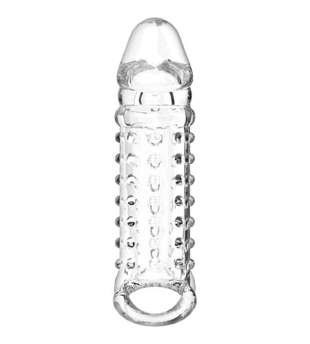 Funda de pene con textura V11 TRANSPARENTE
