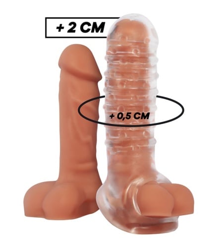 Funda Texturizada para pene V15 TRANSPARENTE
