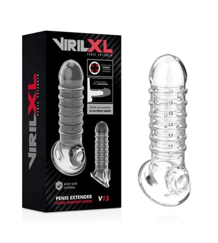 Funda Texturizada para pene V15 TRANSPARENTE