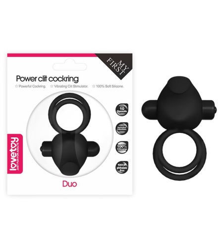Anillo Vibrador Doble Power Clit Duo Negro