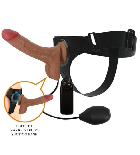 Harness Briefs Universal Con Dildo Vibración Y Squirting 15.5 Cm Mulato
