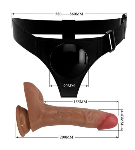 Harness Briefs Universal Con Dildo Vibración Y Squirting 15.5 Cm Mulato