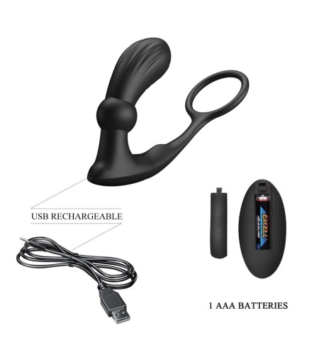 Anillo & Vibrador Anal Negro