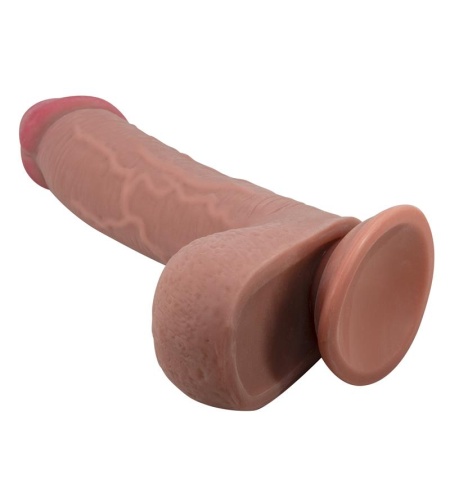 Dildo Realístico Con Ventosa Piel Deslizante Mulato 23.4 Cm