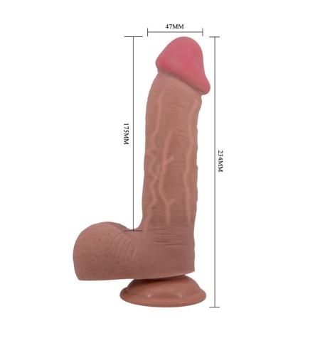 Dildo Realístico Con Ventosa Piel Deslizante Mulato 23.4 Cm