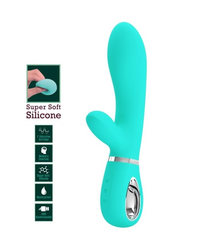 Vibrador de silicona Multifunción Verde Agua