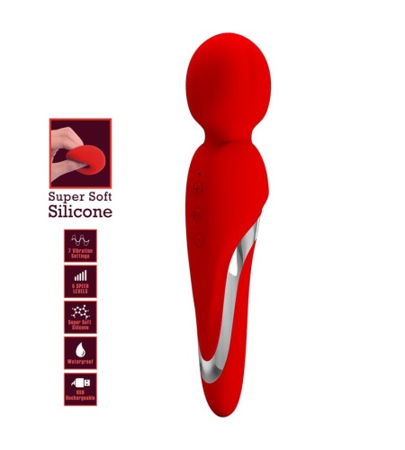 Vibrador Micrófono Recargable Wand Rojo
