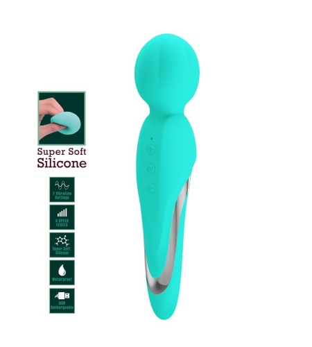 Vibrador Micrófono Recargable Wand Verde Agua
