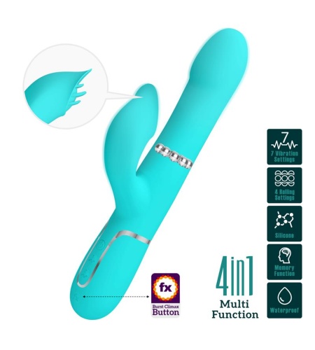 Vibrador Rabbit Perlas Verde Agua