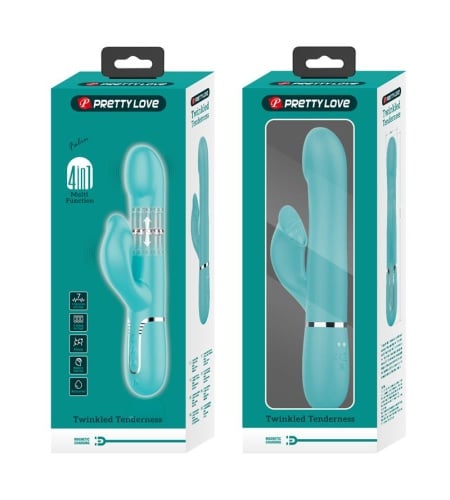 Vibrador Rabbit Perlas Verde Agua