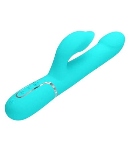 Vibrador Rabbit Perlas Verde Agua